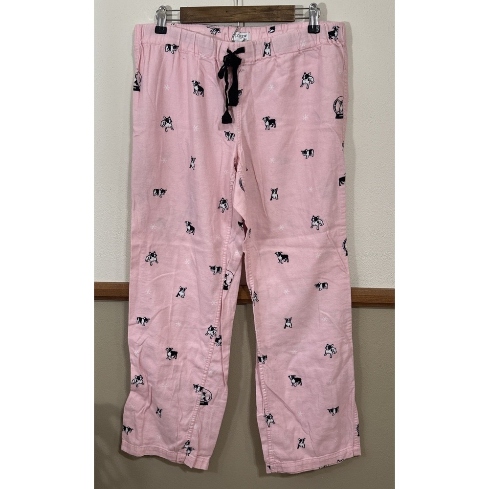 J. Crew Factory Pajama Pants Sleepwear Lounge M Pink Boston Terrier Dog
